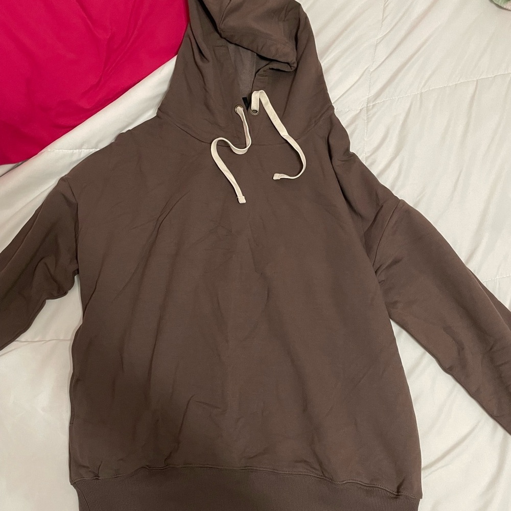 Buffalo David Bitton Brown Hoodie with Cream Drawstrings